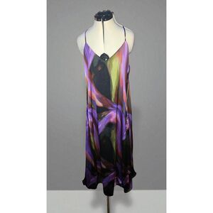 NWT Nicole Miller Womens Sleeveless Palma Satin Maxi Dress Size L